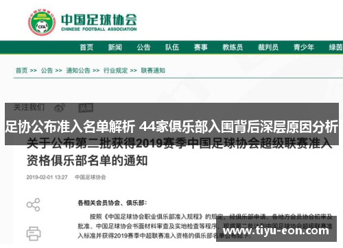 足协公布准入名单解析 44家俱乐部入围背后深层原因分析
