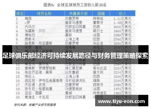 足球俱乐部经济可持续发展路径与财务管理策略探索 足球俱乐部经济可持续发展路径与财务管理策略探索